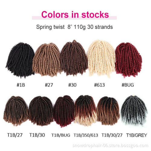 nubian spring twist 8inch red curly xuchang hair extensions braid crochet samples china hair distributors